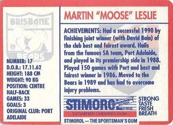 1991 Scanlens Stimorol #150 Martin Leslie Back